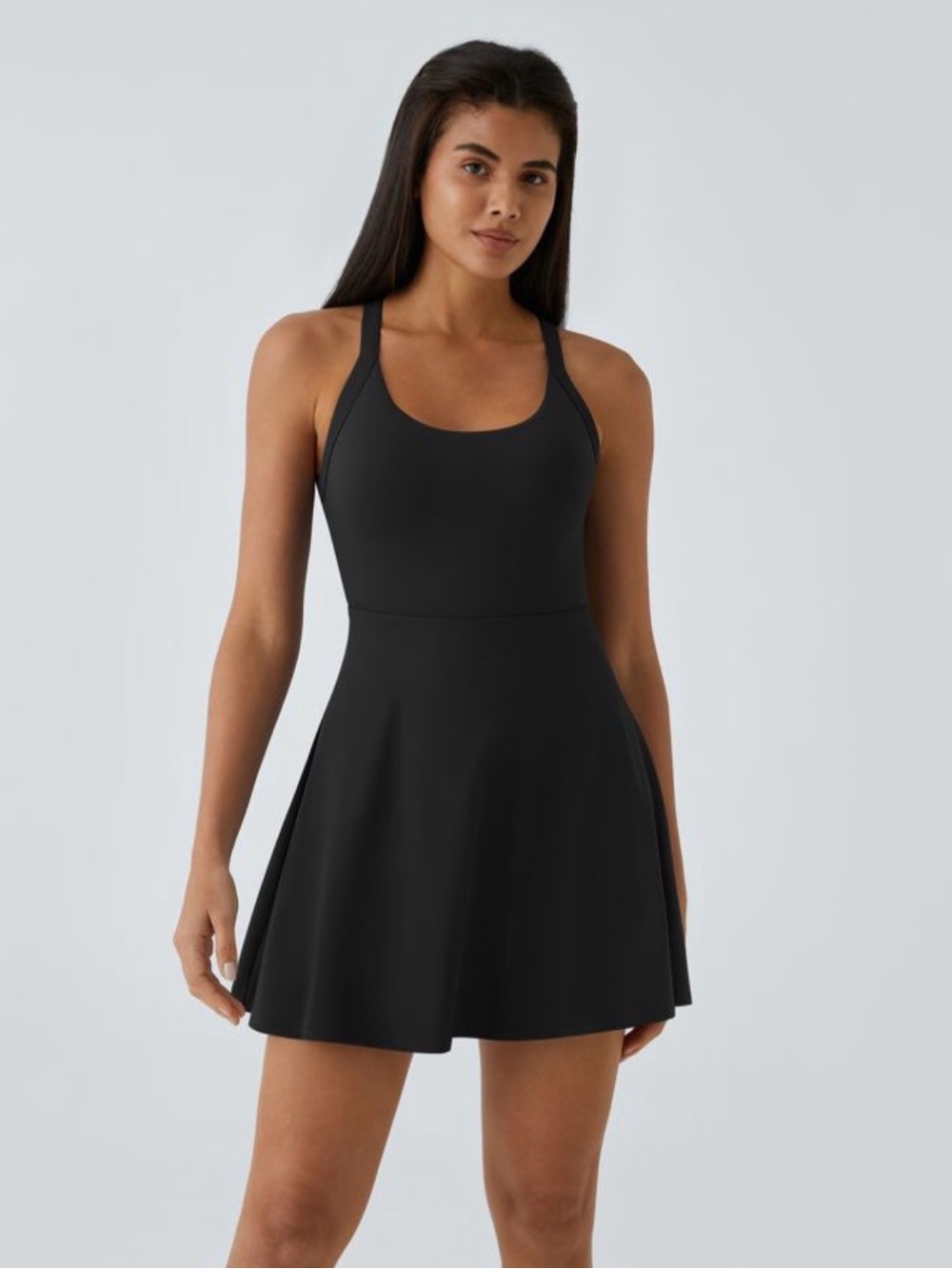 Halara Easy Peasy Twisted Flare Active Dress - Longer Length, Black